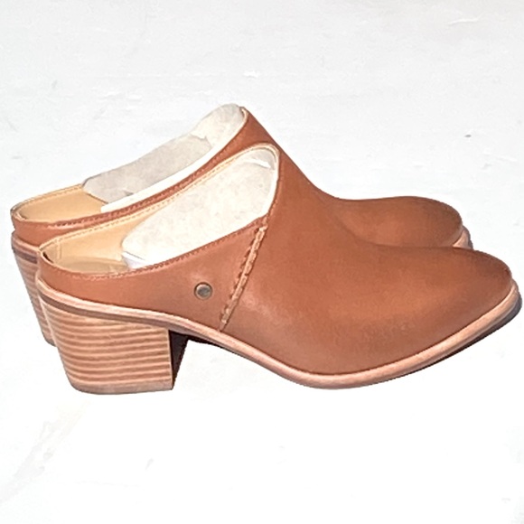 NIB UGGS Women’s Lovisa Block Heel Brown Leather Mule size 7.5 - Picture 5 of 9